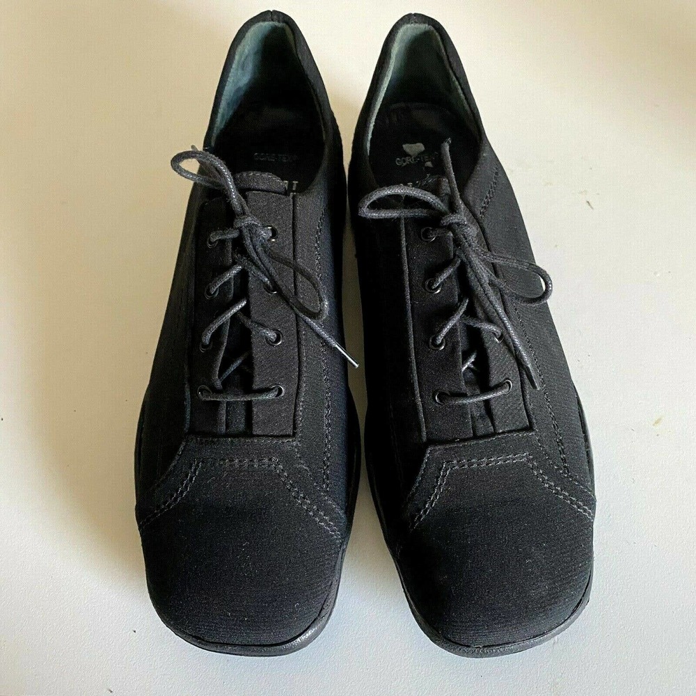 STUART WEITZMAN Black Nylon Lace Up Sneaker Shoe Flat Square Toe Women's… - Picture 3 of 7